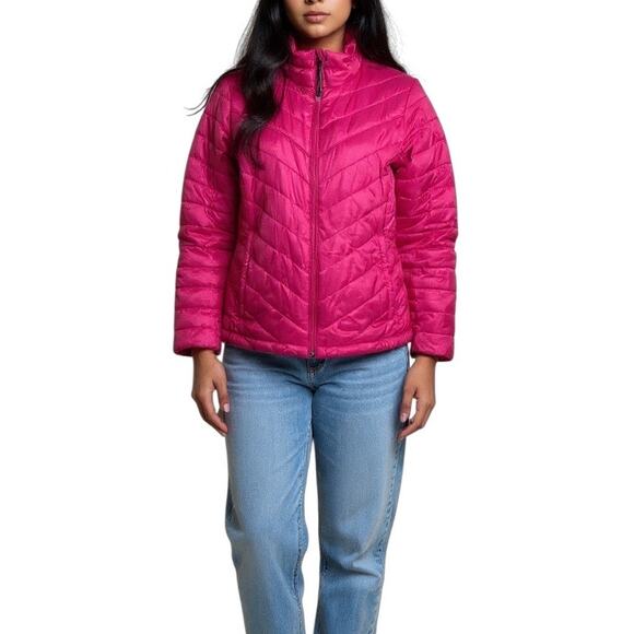 Columbia Omni-Heat Pink Chevron Puffer Jacket XL Women’s Winter Coat - Picture 1 of 10